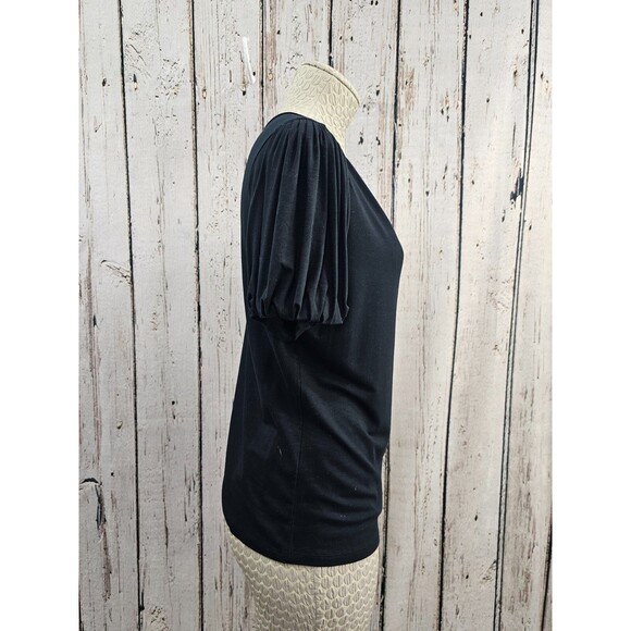 KSD Women's Large Ralph Lauren Pouf Sleeve Black Basic Tee Shirt Blouse Top NEW - Picture 2 of 7